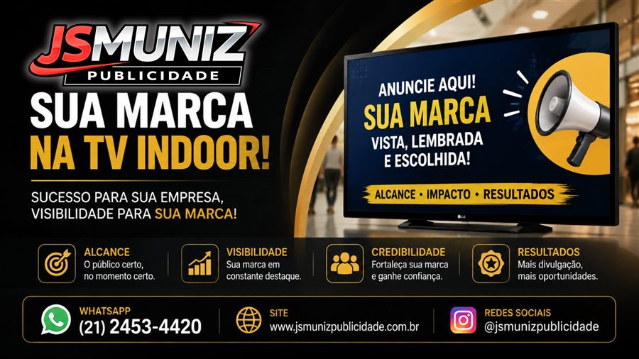 Foto real da TV Indoor da JSMuniz Publicidade